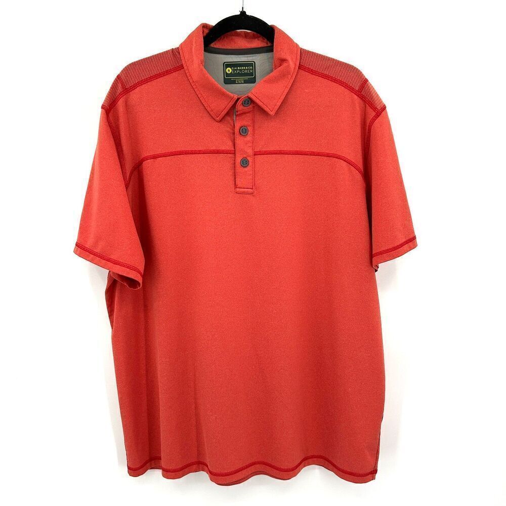 G.H. BASS & CO. Explorer Men's Red Orange Breathable Golf Polo Shirt Size XL